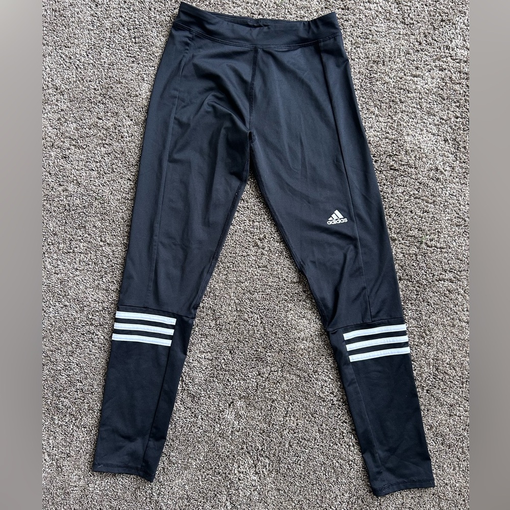 adidas Black Leggings with White Stripes - Kids Size L (14)